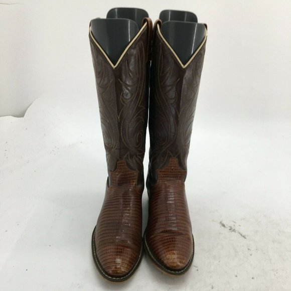 Acme Western Cowboy Boots Womens 6.5M Brown Faux L - Picture 4 of 10